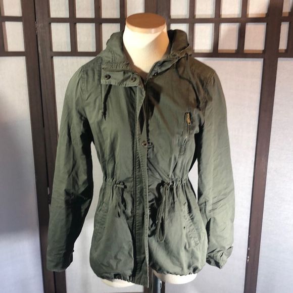 Ambiance Olive Green Jacket Size Med. /Army Style Olive Drab Green Cotton Outer - Picture 1 of 16
